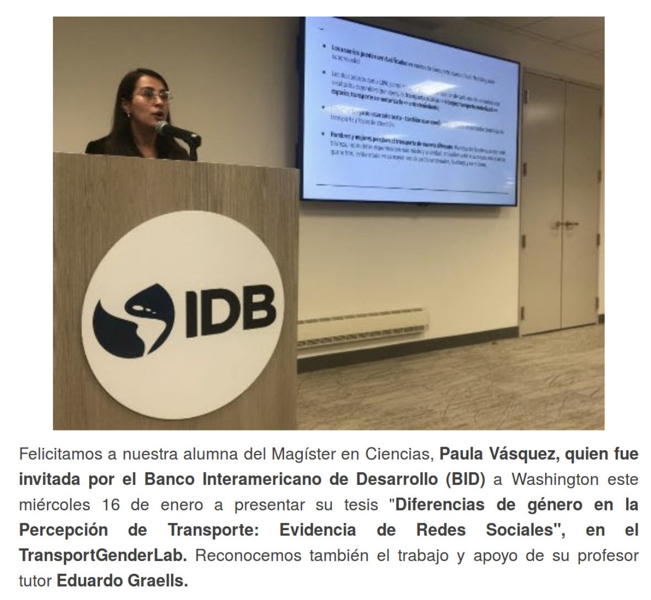 Presentation at IDB in Washington